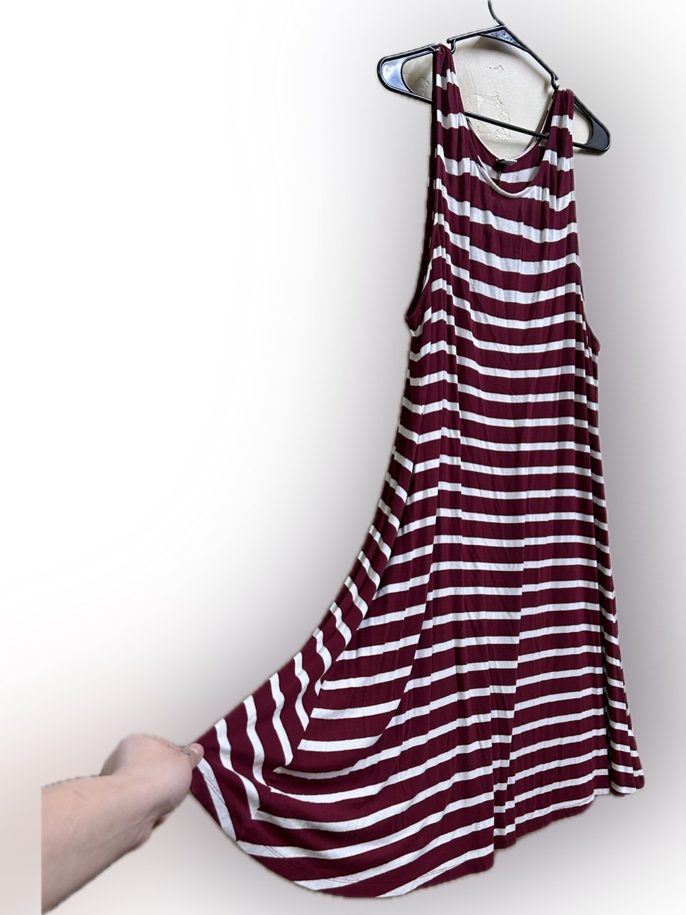 🔥5/$35🔥 Burgundy & White Striped Maxi Dress | Old Navy | Size XXL - Picture 5 of 8